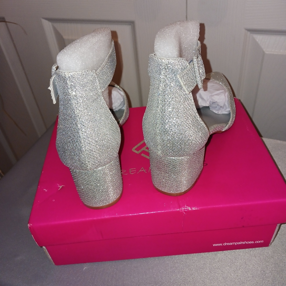 Evening Shoes Ankle Strap 7.5 Silver - Picture 4 of 4